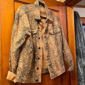 Free People Snake Skin Jean Jacket
